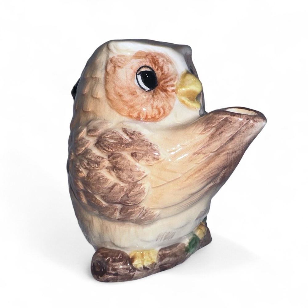 Vintage Mary Ann Baker Hand Painted Ceramic Owl Creamer Made In Japan